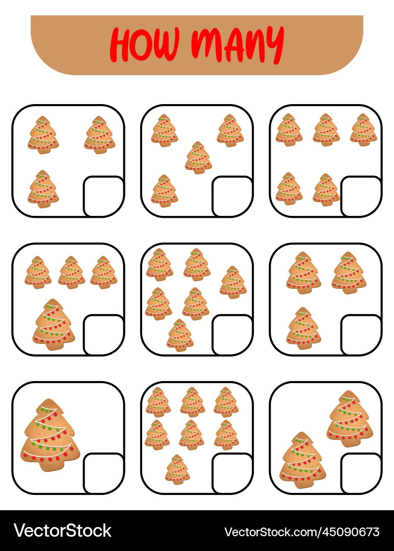 Count how many ginger tree write down the answer Count how many ginger tree write down the answer Vector Image