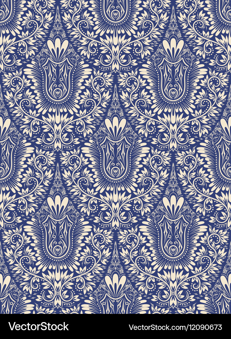 Damask seamless pattern repeating background vector image