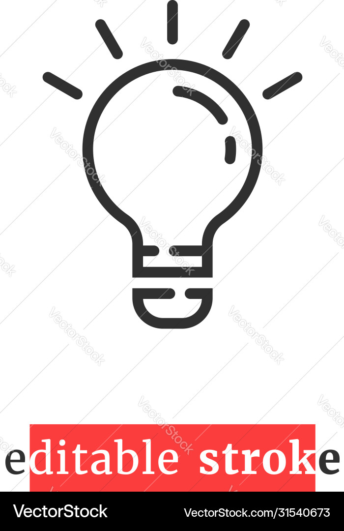 Editable Stroke Bulb Icon – Royalty-Free Vector | VectorStock