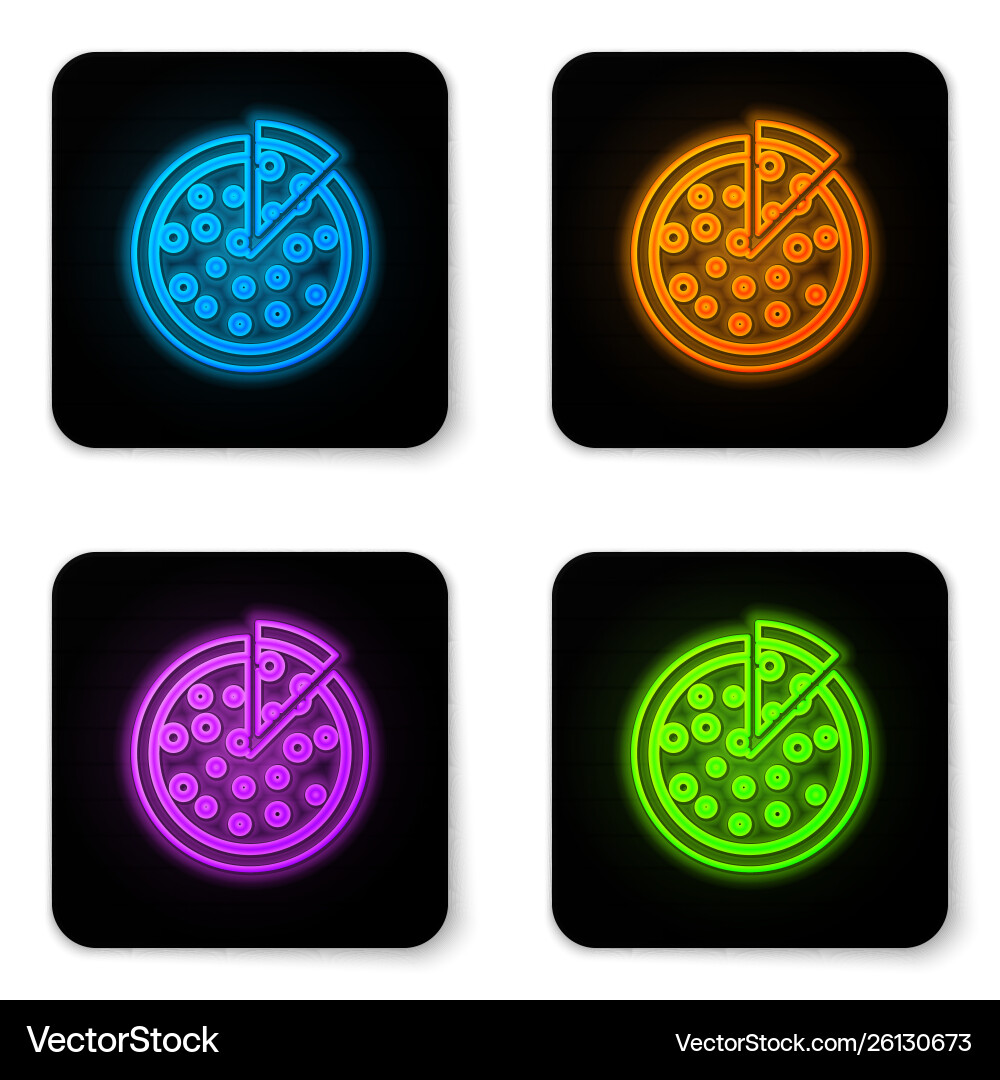 Glowing neon pizza icon isolated on white Glowing neon pizza icon isolated on white Vector Image