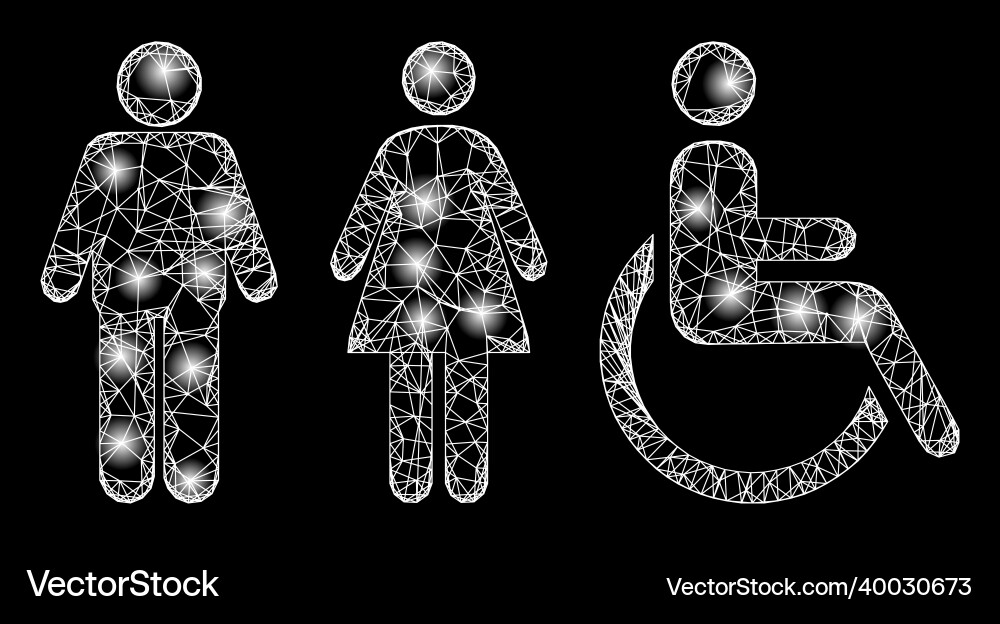 Glowing Netznetz Toilette Personensymbole mit Blende Glowing Netznetz Toilette Personensymbole mit Blende vektorbild