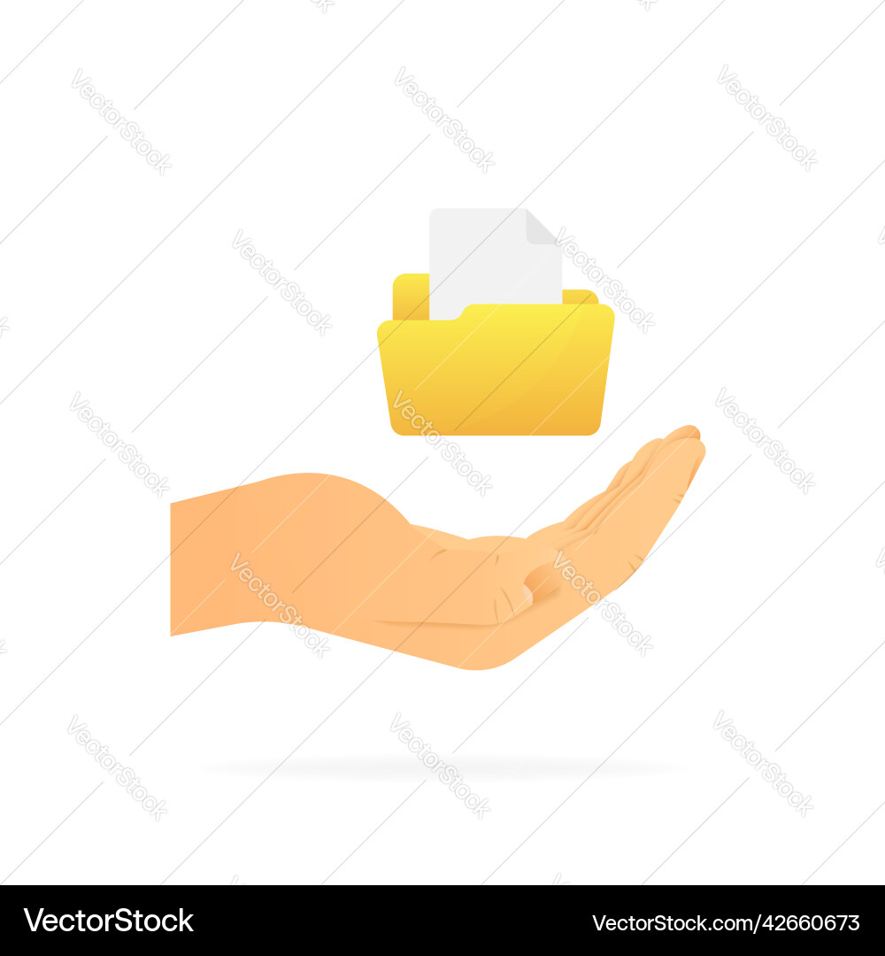 Hand holding folder with file realistic vector image