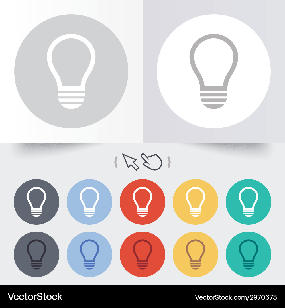Light Lamp Icon - Circular Shape Vector Image