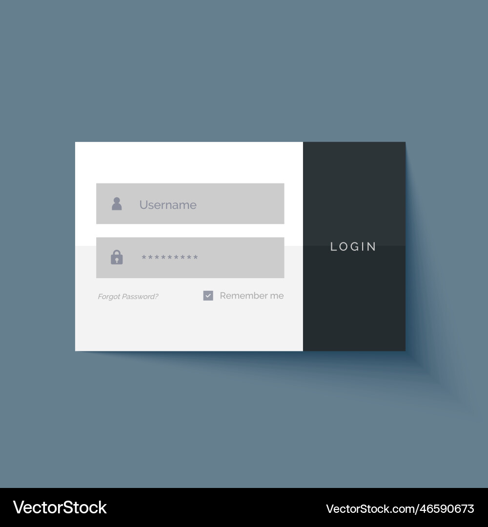 Minimal login user interface form design vector image