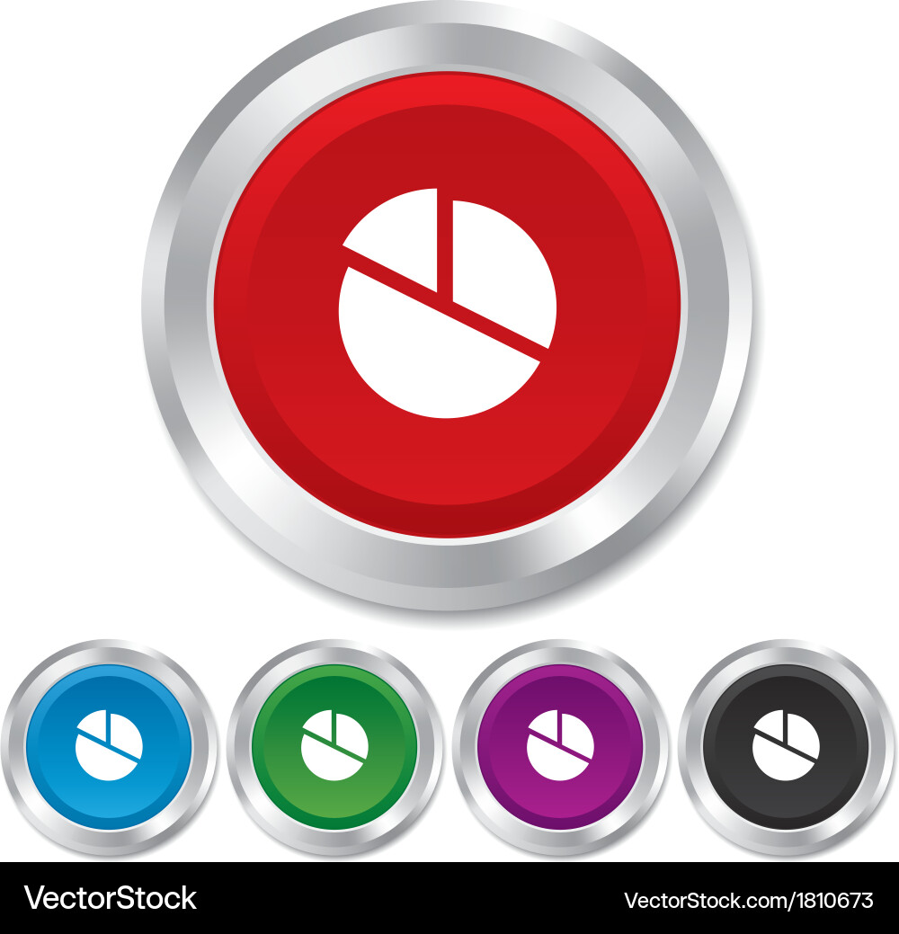 Pie chart graph sign icon diagram button vector image