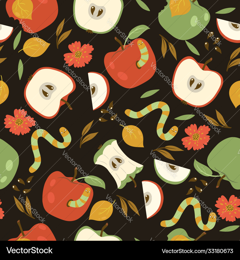 Seamless pattern with red and green apples Seamless pattern with red and green apples vector image