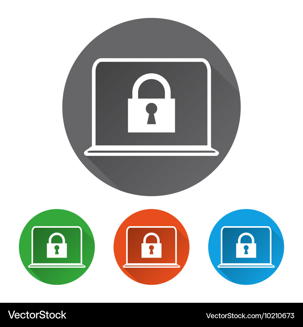 Security icons set with computer Vector Image