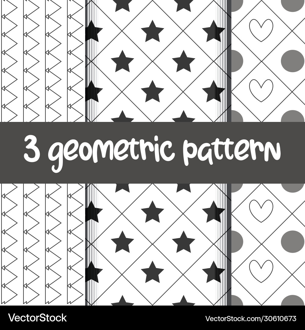 Set 3 simple ornament seamless patterns use Set 3 simple ornament seamless patterns use Vector Image