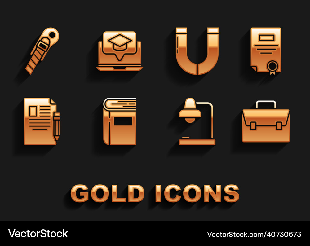 Set book certificate template briefcase table Set book certificate template briefcase table vector image