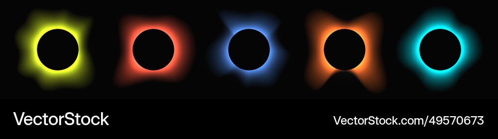 Set of circle illuminate light frames with color Set of circle illuminate light frames with color vector image