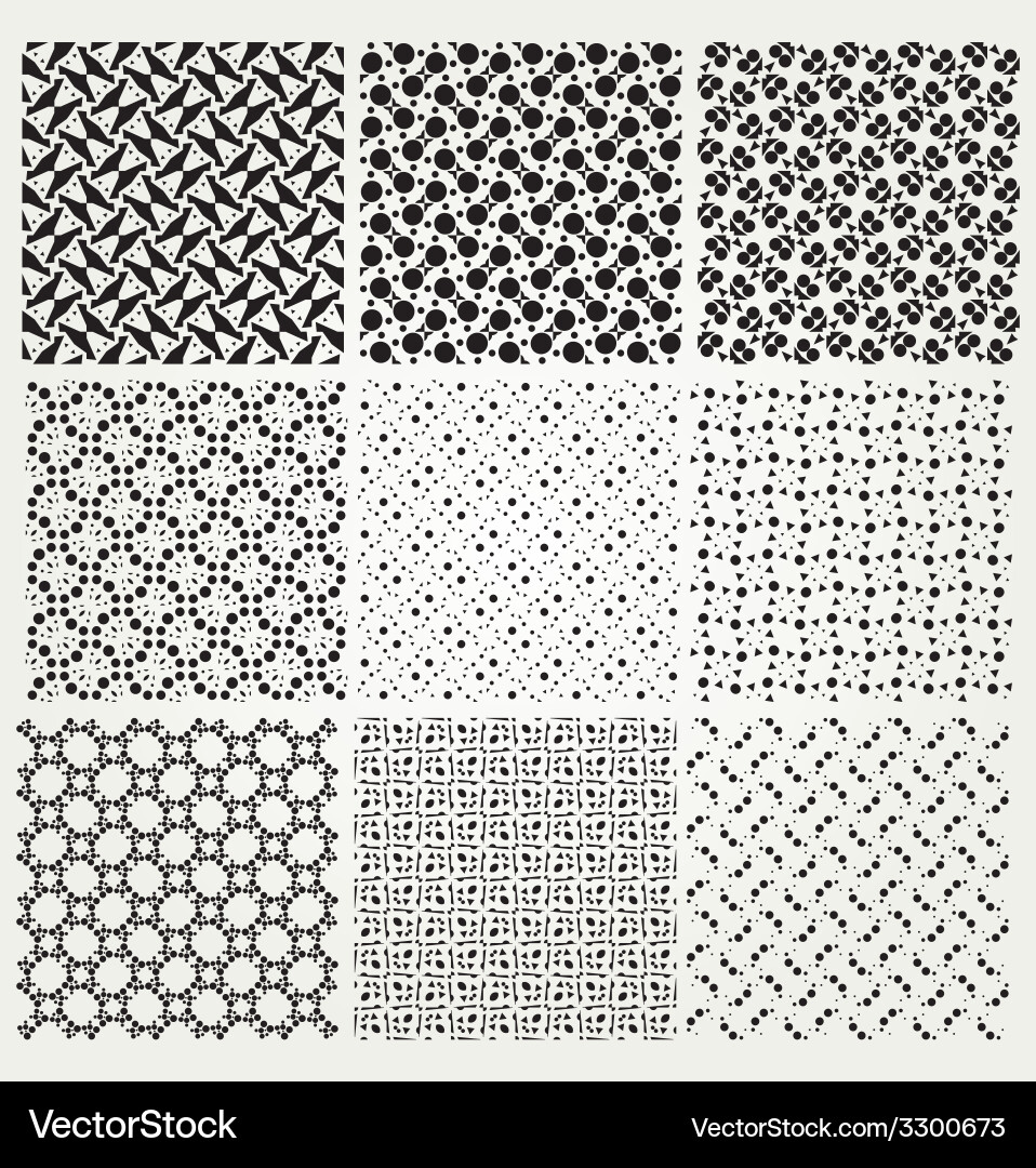 Set of eight seamless patterns vector image