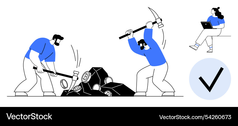 Teamwork and effort in problem-solving with manual Teamwork and effort in problem-solving with manual vector image