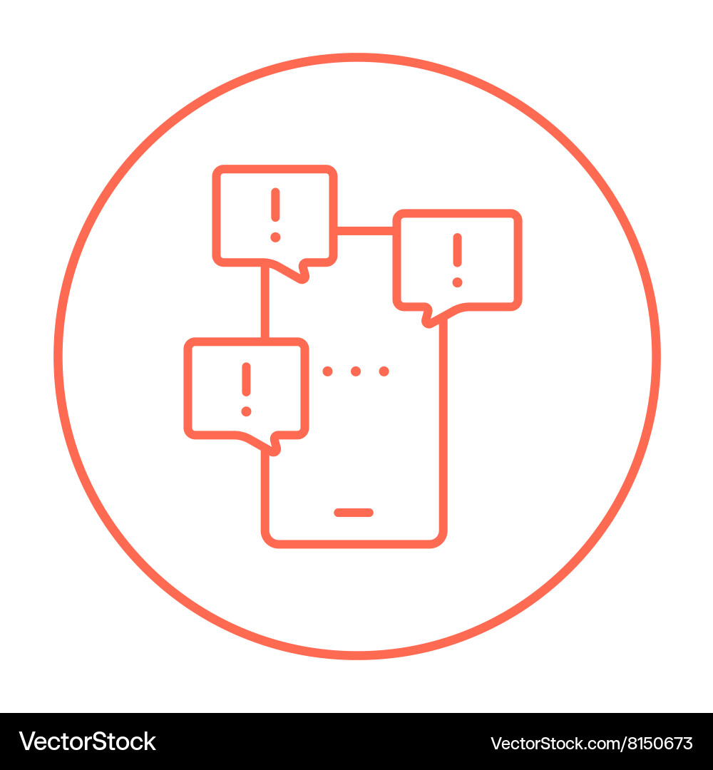 Touch screen phone with messages line icon Vector Image
