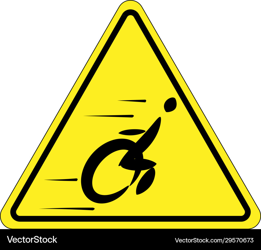Triangular attention sign with a wheelchair user vector image
