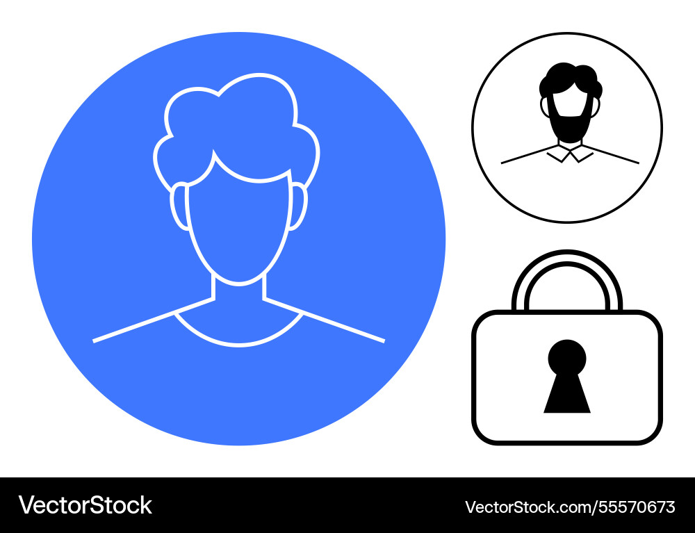 User profile icons with security lock design Vector Image
