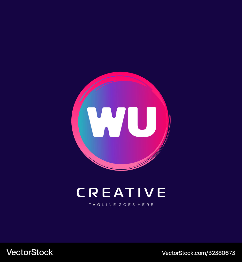 Wu initial logo with colorful template Vector Image