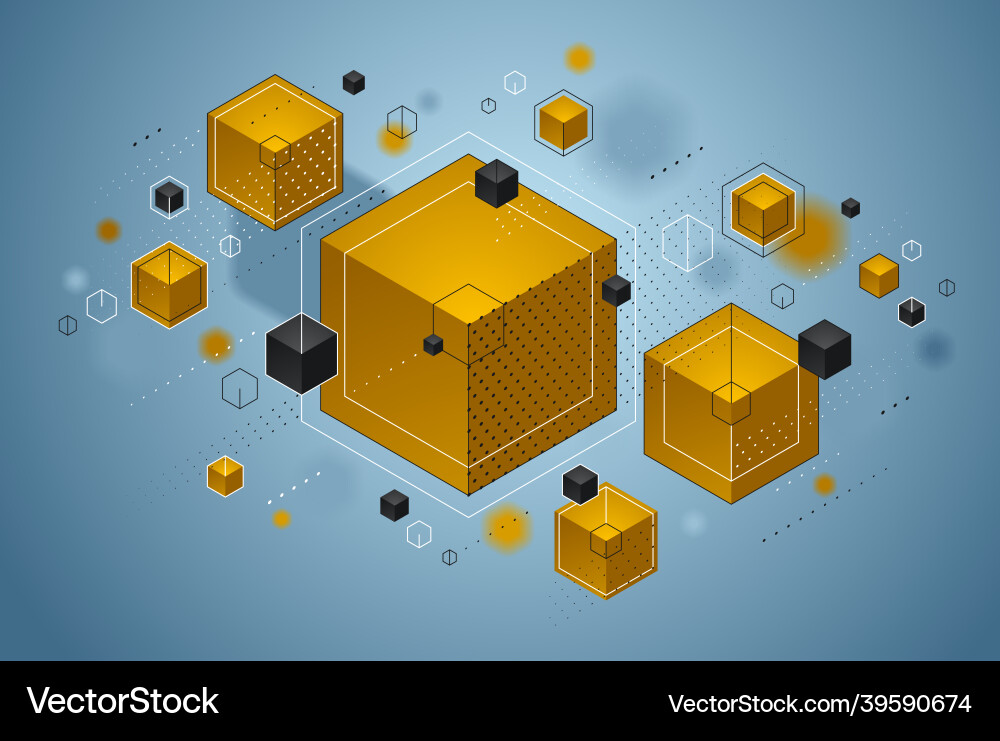 Abstract design with cluster of 3d cubes Abstract design with cluster of 3d cubes vector image