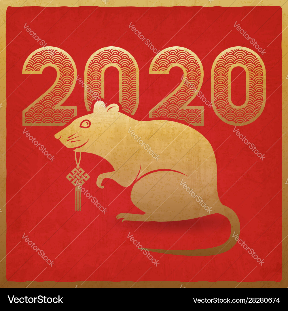 Chinese new year 2020 card Chinese new year 2020 card vector image