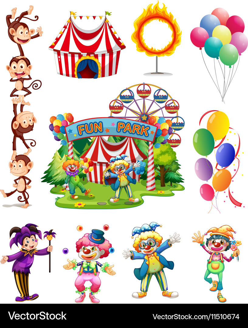 Circus Objects and Characters vector image