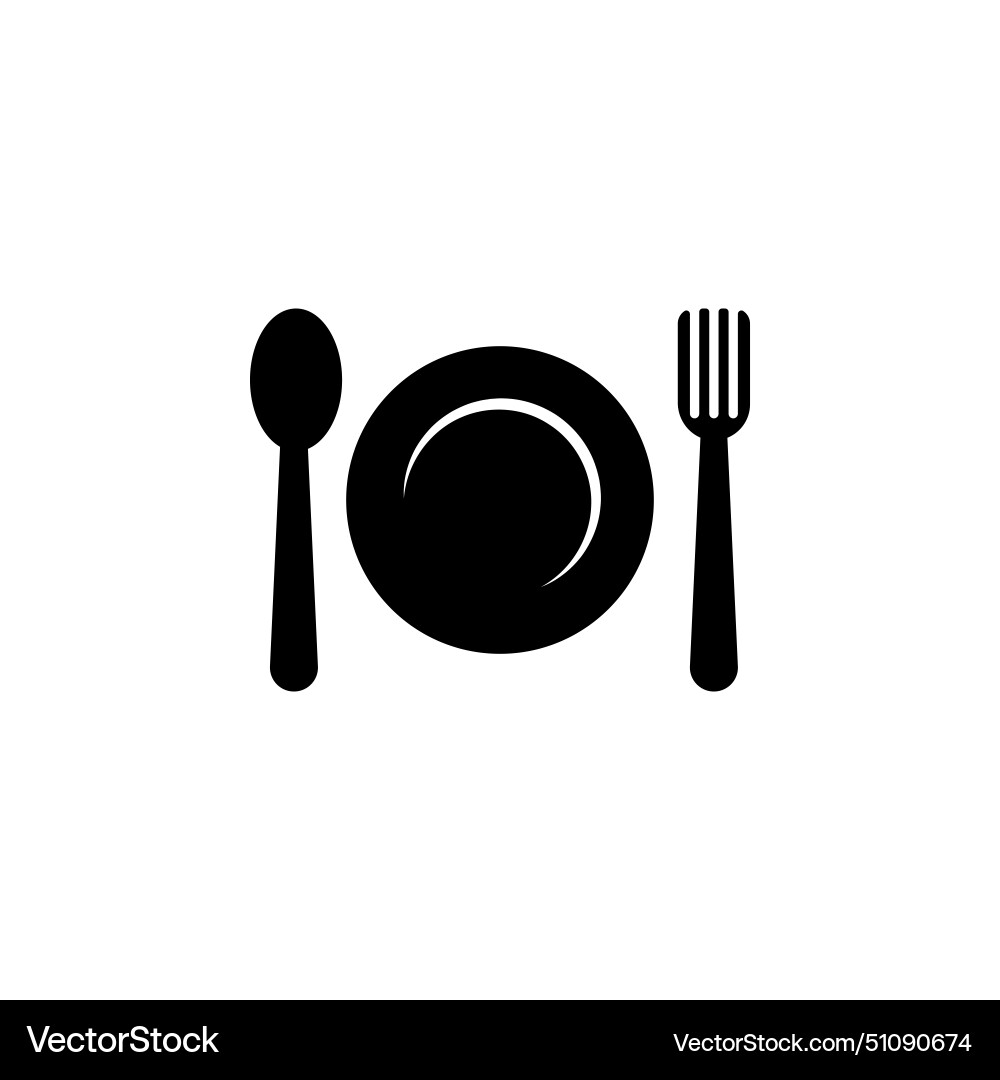 Cutlery plate fork and knife flat icon Royalty Free Vector