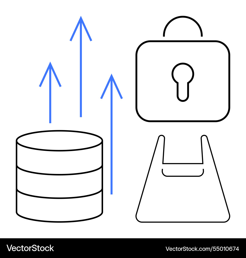 Data security and growth database lock transfer Data security and growth database lock transfer vector image