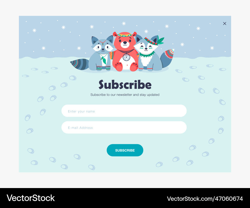 Email subscription design with cute tribal animals Email subscription design with cute tribal animals vector image
