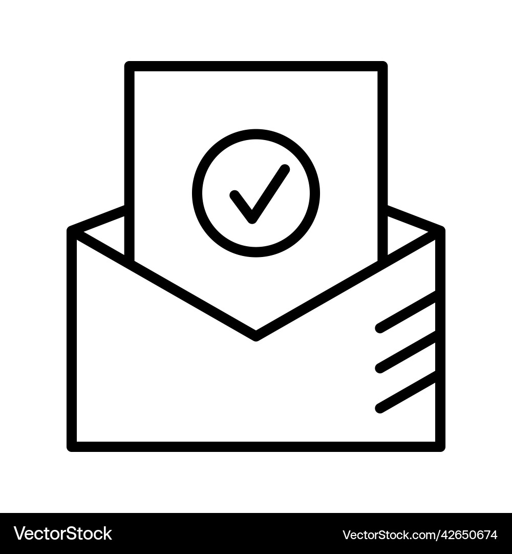 Envelope with document and check mark icon Envelope with document and check mark icon vector image