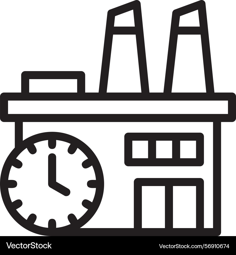 Factory clock linear style icon design Vector Image