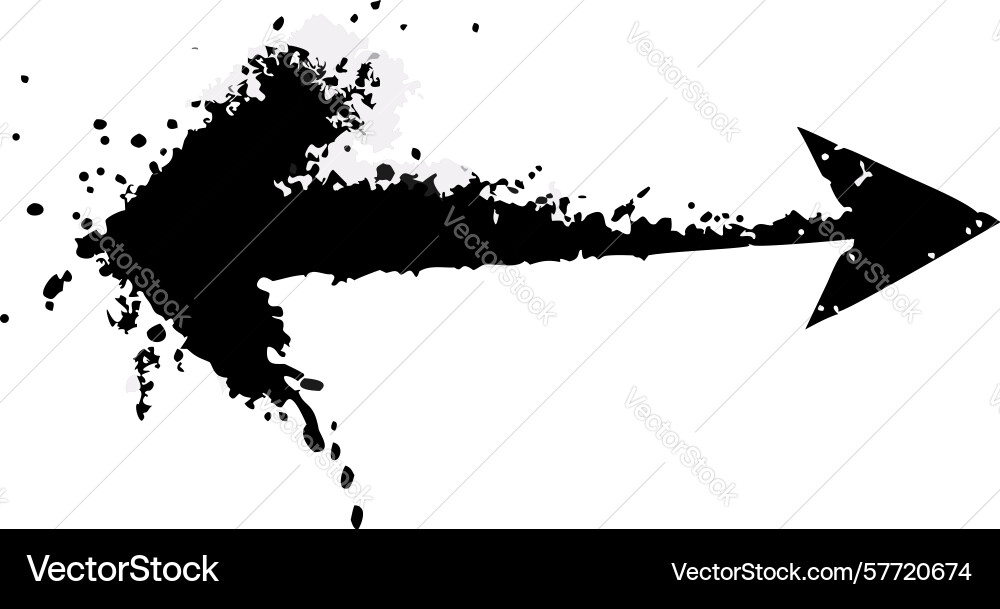 Grunge style arrow pointing right with textured vector image