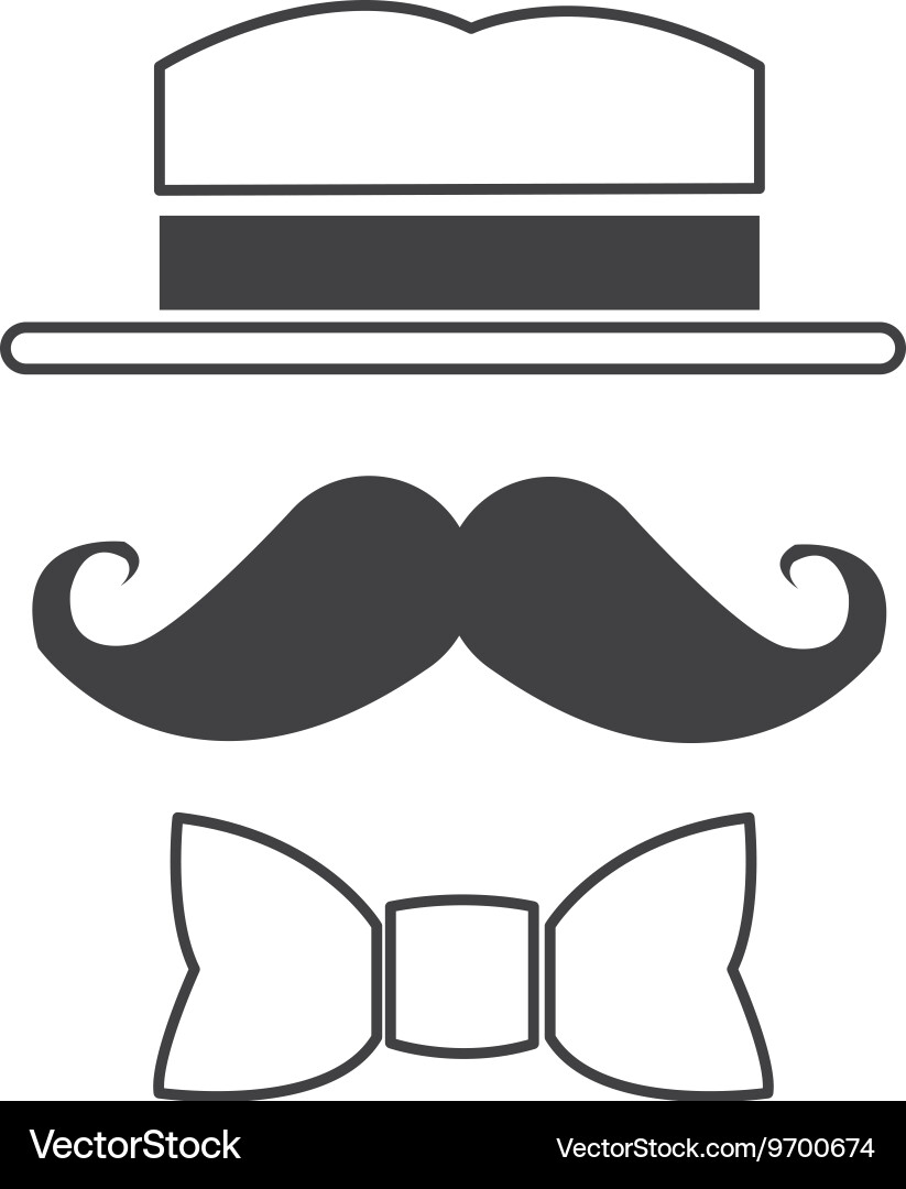 Hat mustache and bowtie icon – Royalty-Free Vector | VectorStock, image size:823x1080
