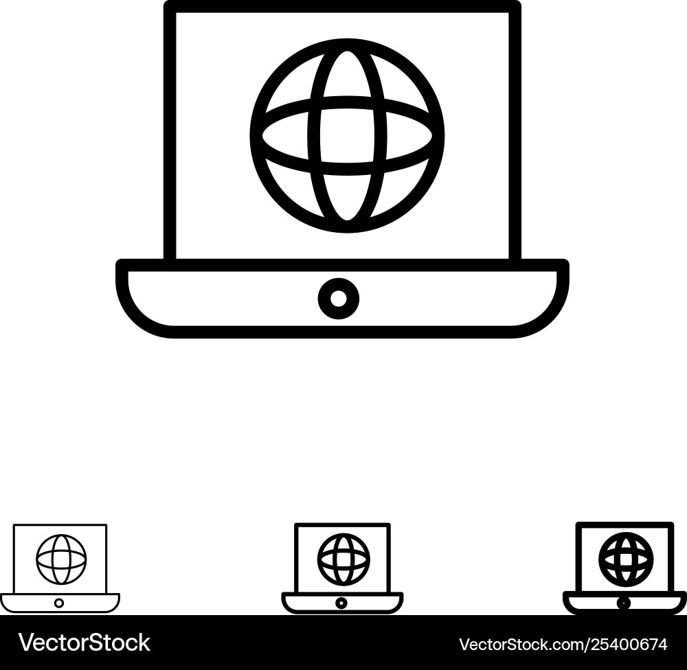 Laptop Weltkugel technisch fett und dünn schwarz Laptop Weltkugel technisch fett und dünn schwarz vektorbild