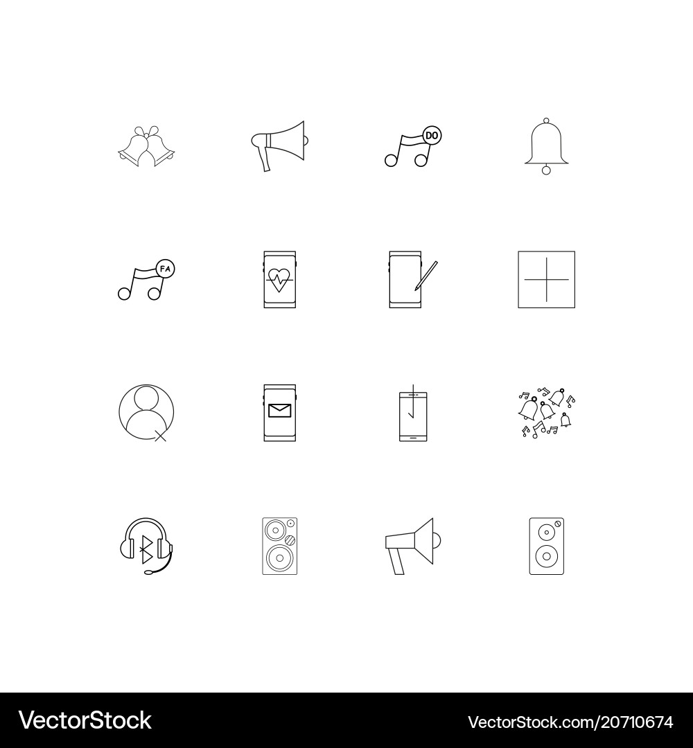 Music simple linear icons set outlined Vector Image
