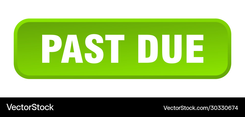 Past due button square 3d push Vector Image