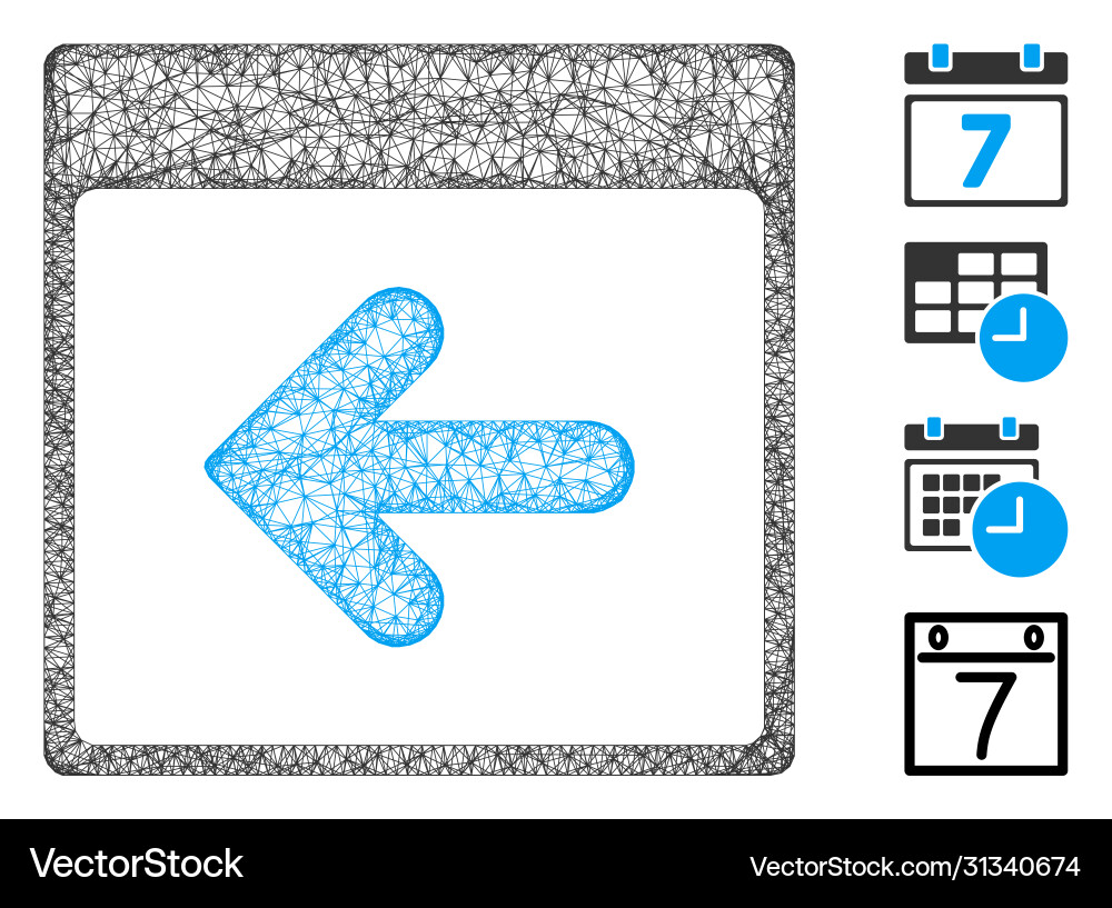 Previous calendar day web mesh Previous calendar day web mesh vector image