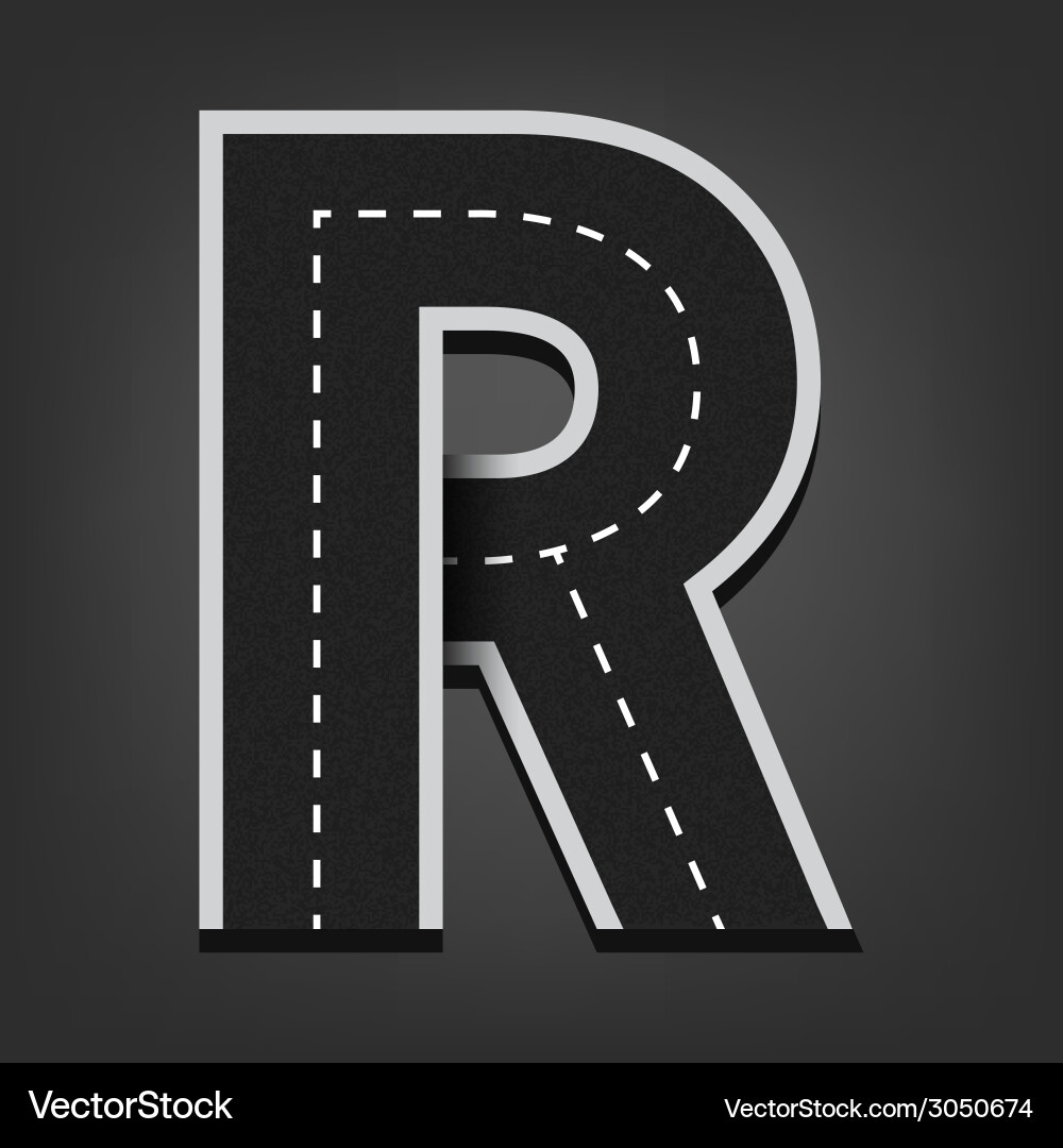 R letter road font Royalty Free Vector Image - VectorStock