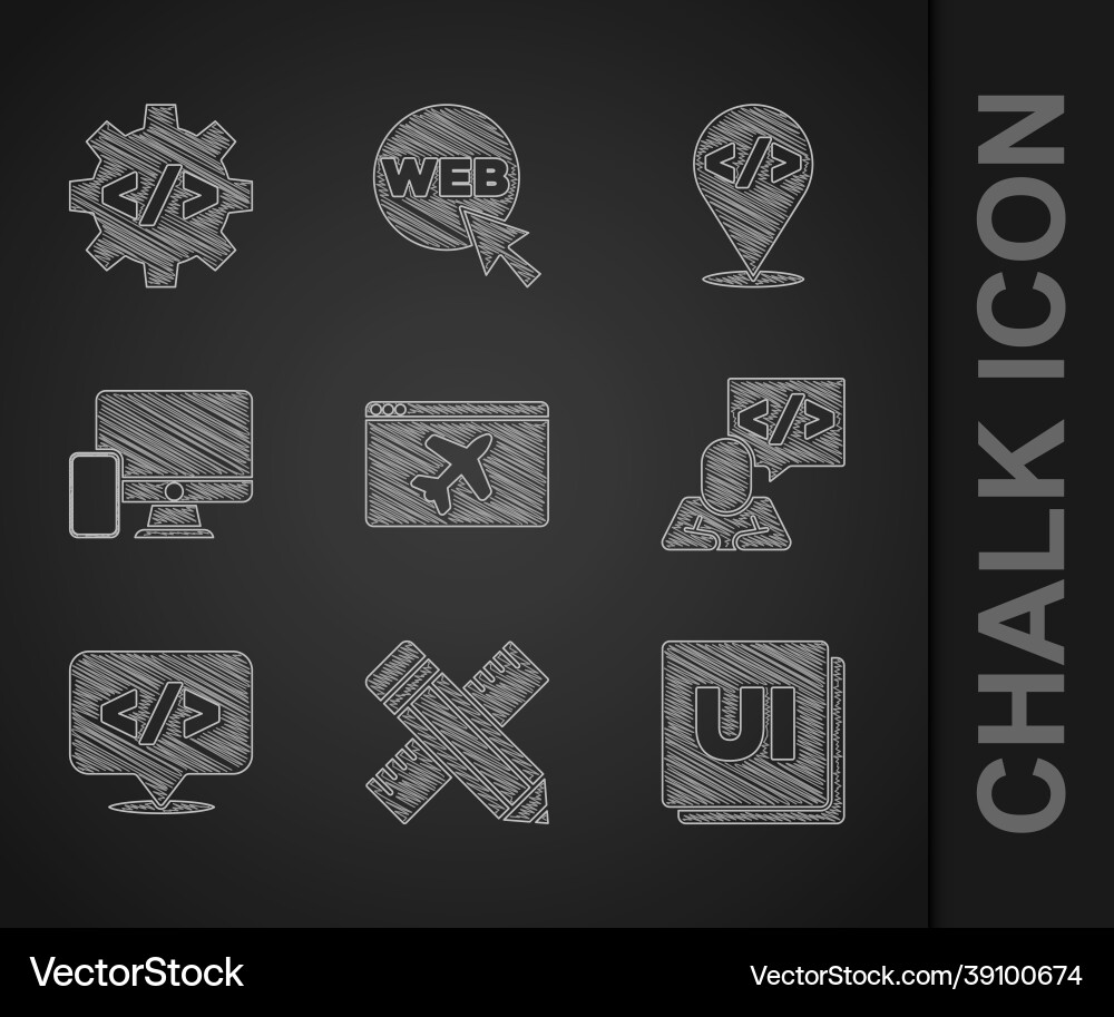 Set website template crossed ruler and pencil ui Set website template crossed ruler and pencil ui vector image