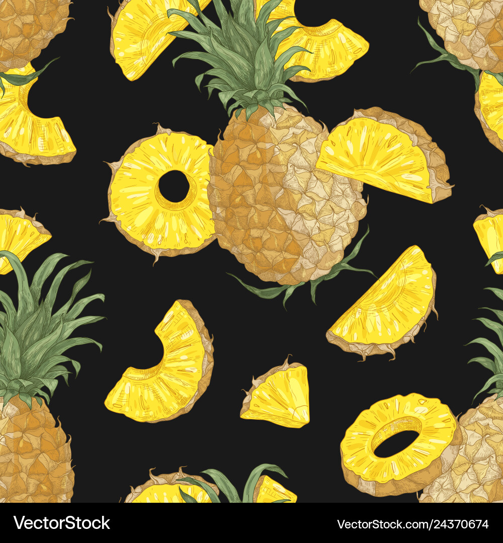 Summer seamless pattern with sweet pineapples Vector Image