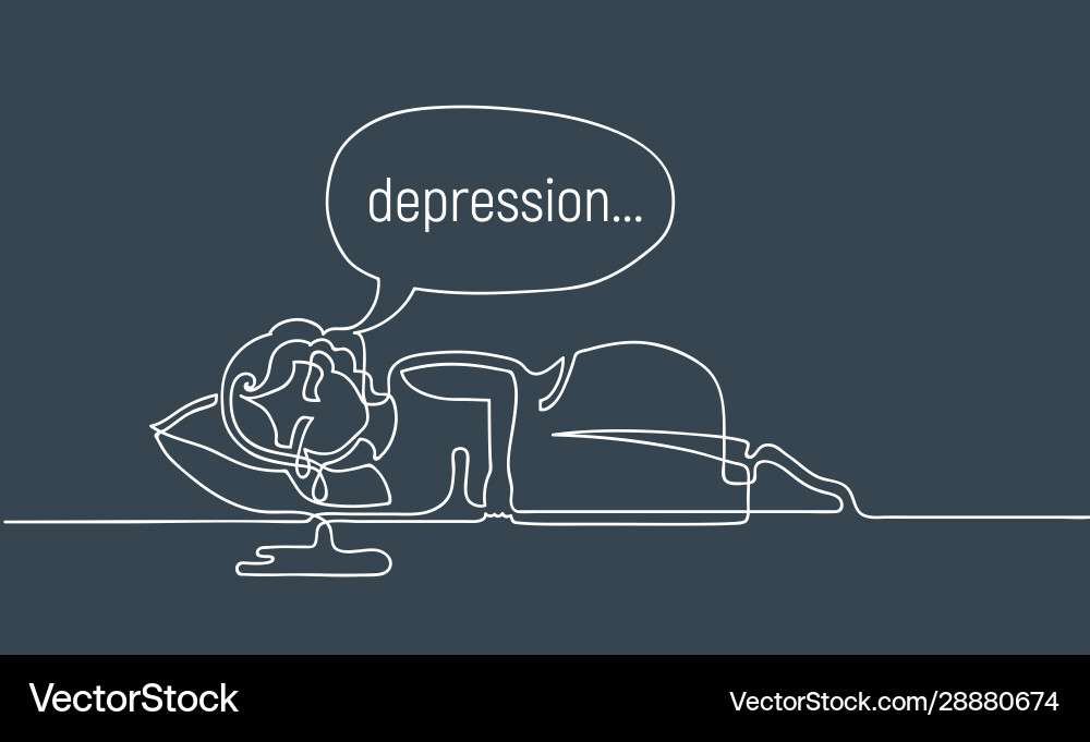 Unhappy girl is lying and crying depression Unhappy girl is lying and crying depression vector image