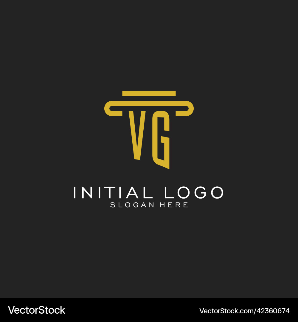 Vg initial logo with simple pillar style design Vg initial logo with simple pillar style design Vector Image