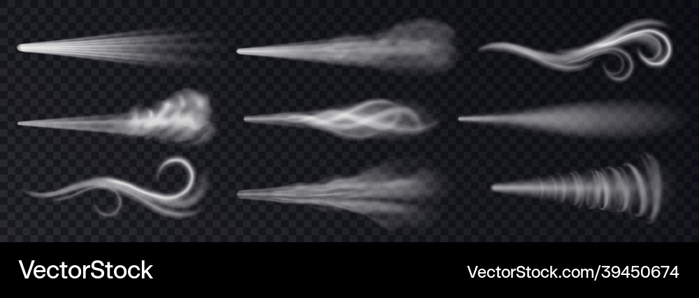 Wind blowing or dust spray white smoke realistic Wind blowing or dust spray white smoke realistic vector image
