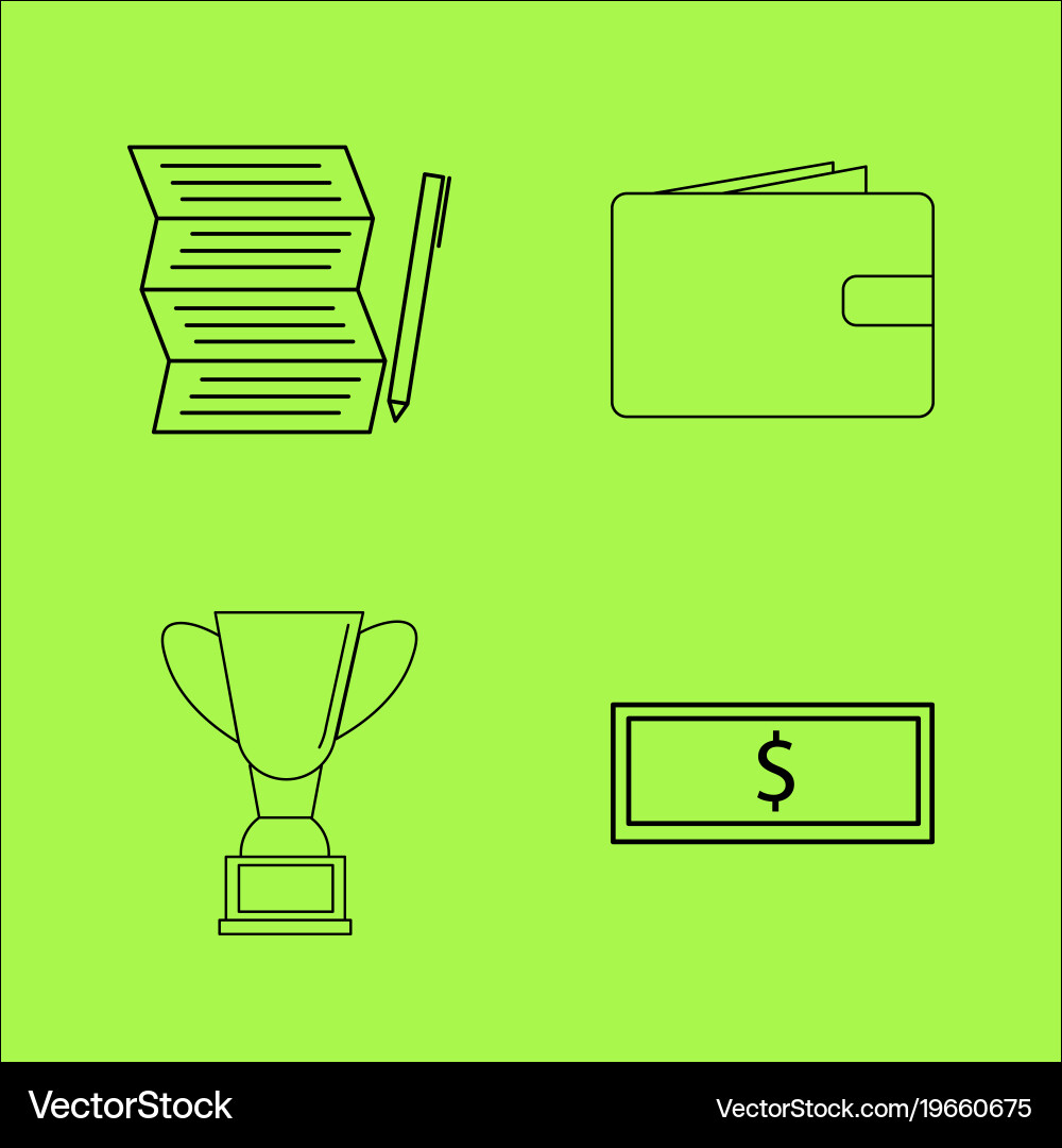Basic content simple linear outline icon set vector image