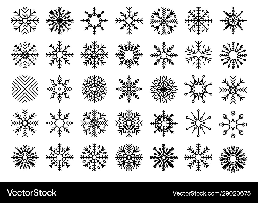 Black Star and Snowflake Collection Vector Image