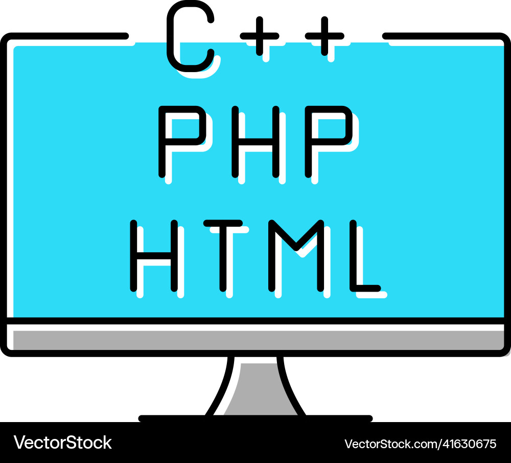 Coding on different program languages color icon Coding on different program languages color icon vector image
