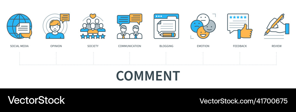 Comment concept with icons social media opinion Comment concept with icons social media opinion vector image