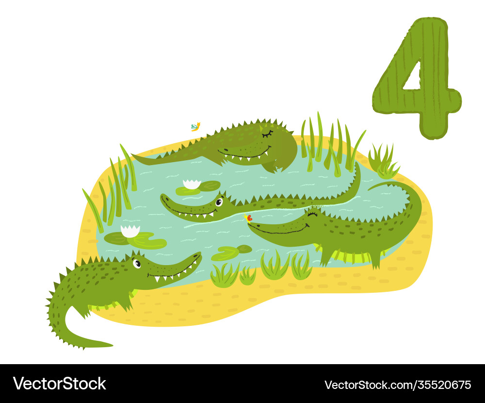Counting from 1 to 10 number 4 page with colorful Counting from 1 to 10 number 4 page with colorful vector image