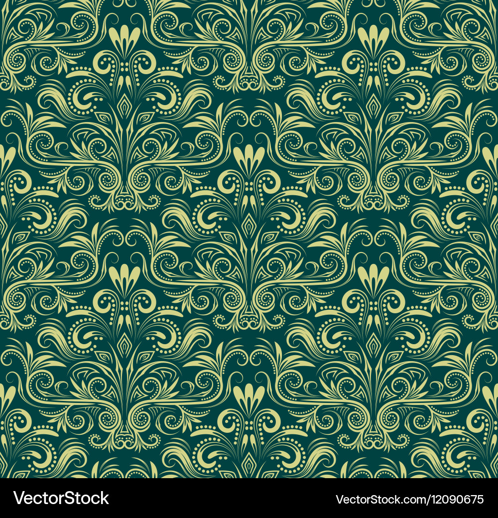 Damask seamless pattern repeating background vector image
