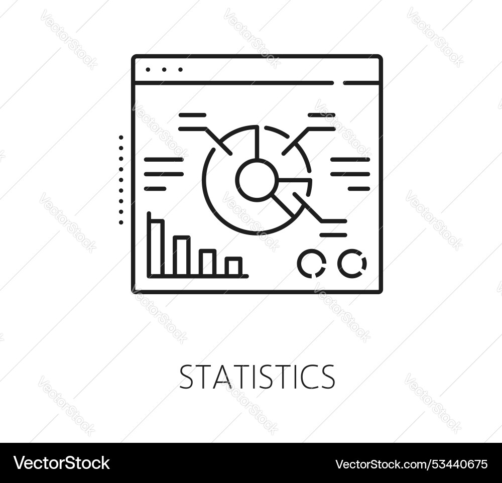 Data analytics and statistics analysis line icon Data analytics and statistics analysis line icon vector image