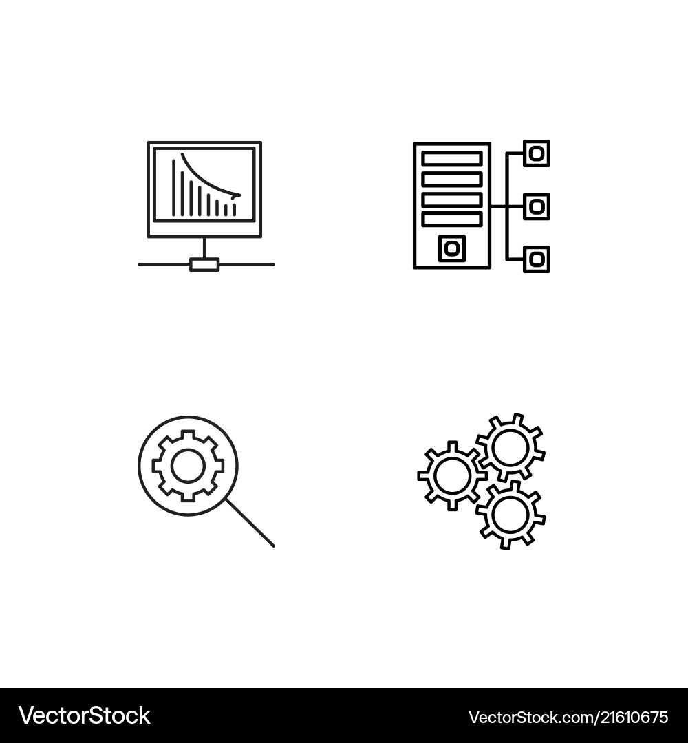 Data analytics linear icons set simple outline vector image