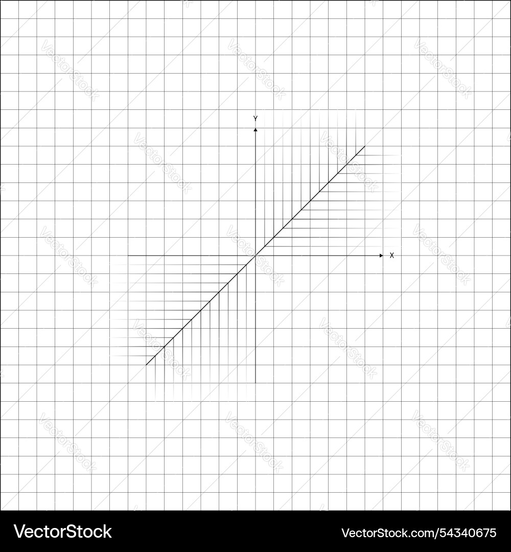 Diagonal line at intersection of axes on notebook Diagonal line at intersection of axes on notebook vector image