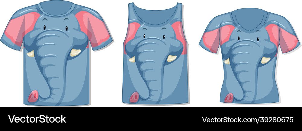 Different types of tops with elephant pattern Different types of tops with elephant pattern vector image